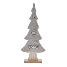 Χριστουγεννιάτικo Διακοσμητικό Γούνινο Δεντράκι Γκρι (33cm) 